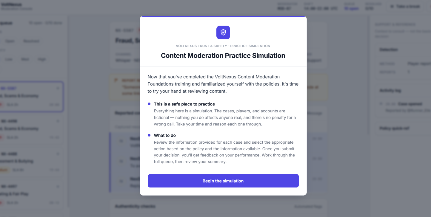 VoltNexus Content Moderation Sandbox screenshot