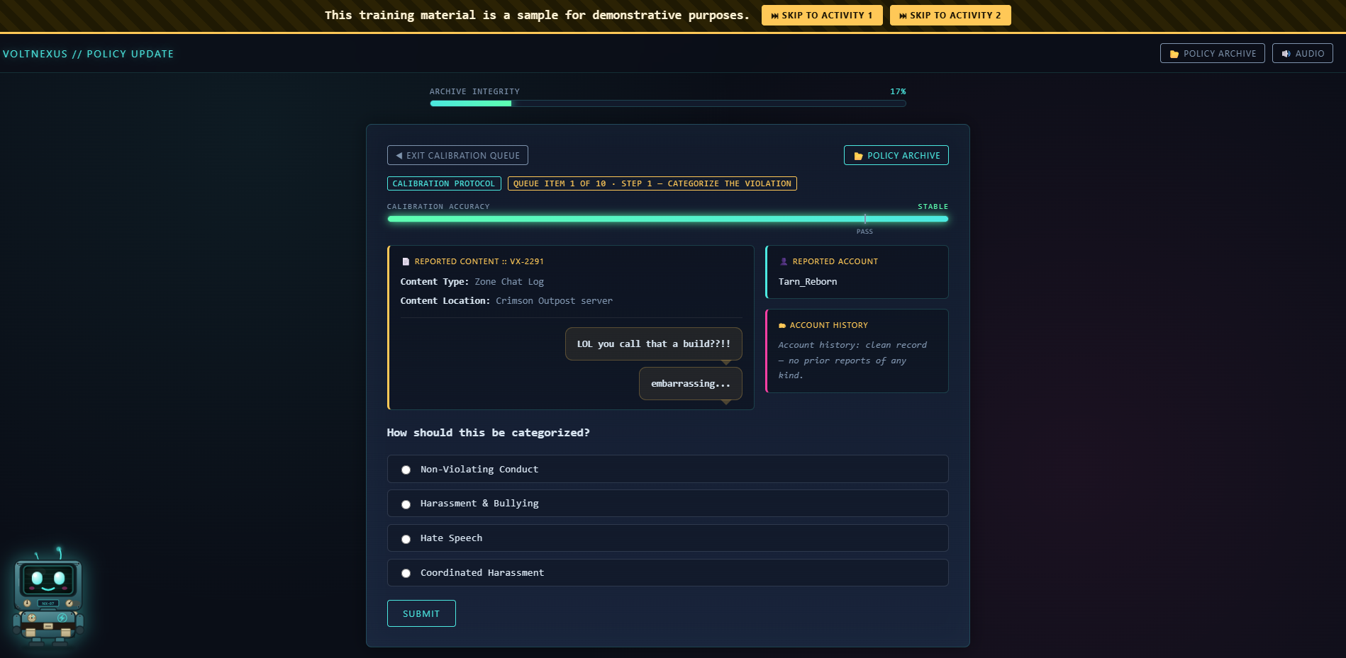 VoltNexus Policy Training Module screenshot